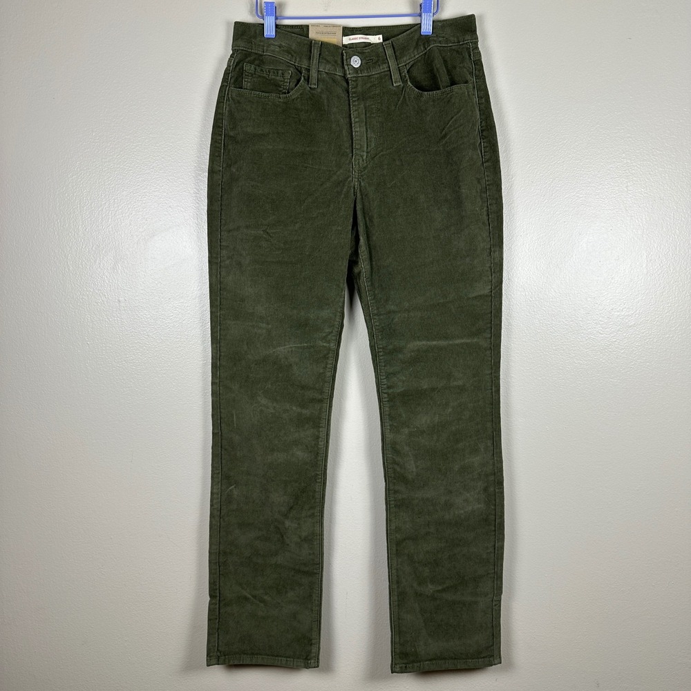 Levi's Women's 6M Classic Straight Corduroy Pants Olive Green y2k NEW